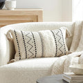 BlissBlush 12x20 Lumbar Pillow Cover, Cream Neutral Rectangular Decorative by BlissBlush