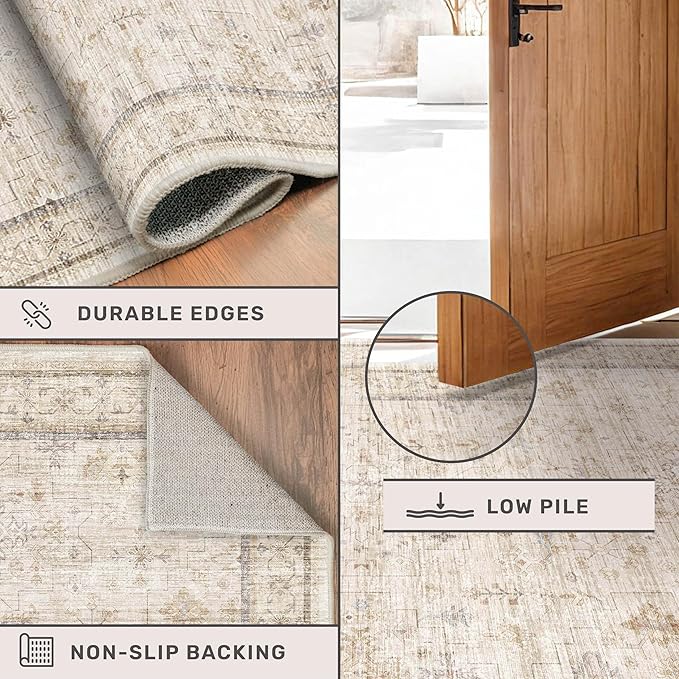 3x8 Non Slip Wide Runner Rug for Hallway Washable, Long Farmhouse Kitchen Rugs - Image 4