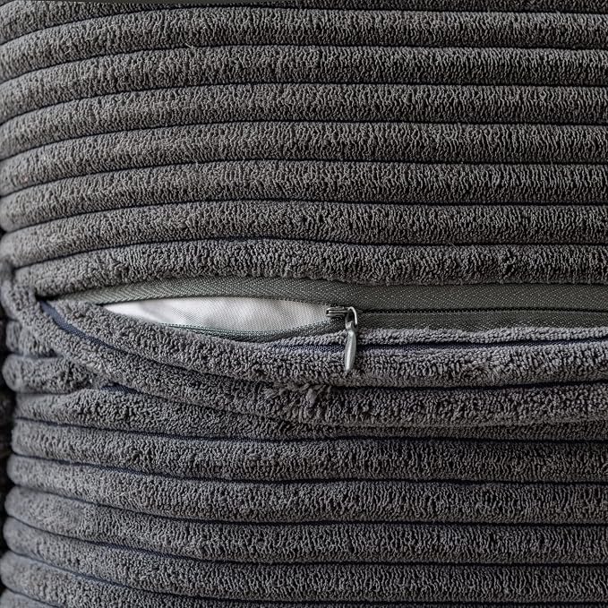 MIULEE Dark Grey Corduroy Lumbar Pillow Covers 12x20 Inch 12x20 Inch - Image 3