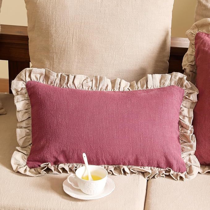 patdrea Rhodo Shabby Chic Decorative Throw Pillow Covers 12x20 Set of 2 - Image 2