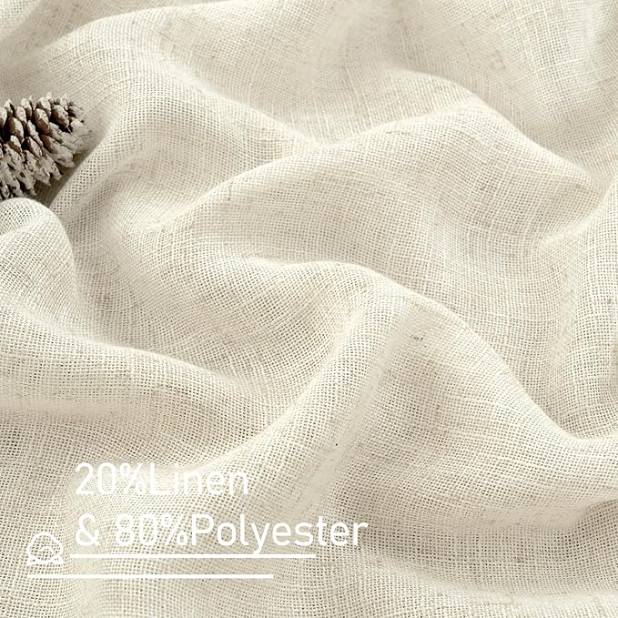 LAMIT Ivory 90 Inches Long Linen Sheer Curtains - Image 3