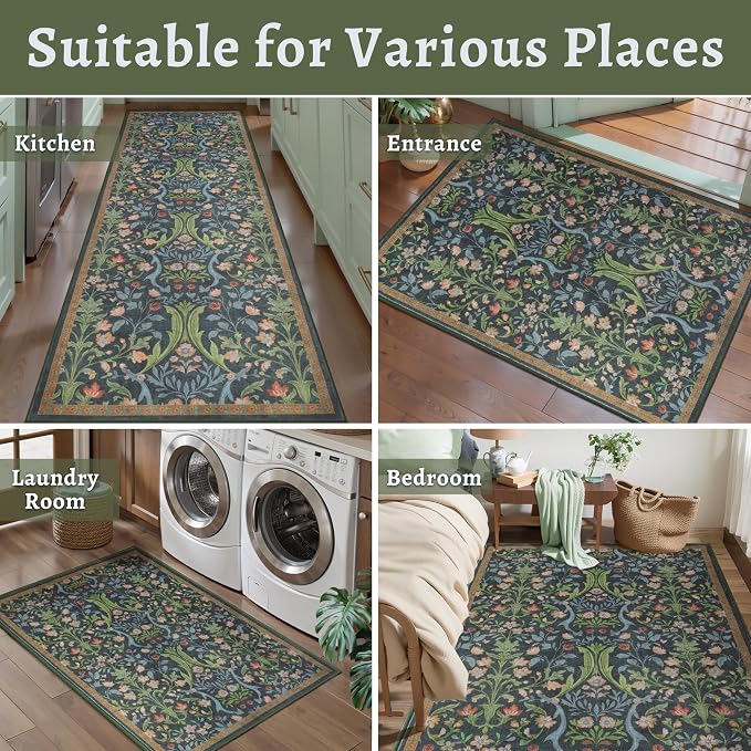 Tangsoo Green Washable Entry Rug, 2x3 Small Area Throw Rugs - Image 9