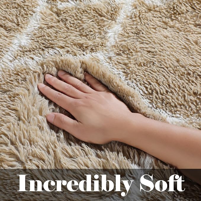 ONASAR 8x10 Area Rugs for Living Room, Fluffy Beige and White Bedroom Rug - Image 3