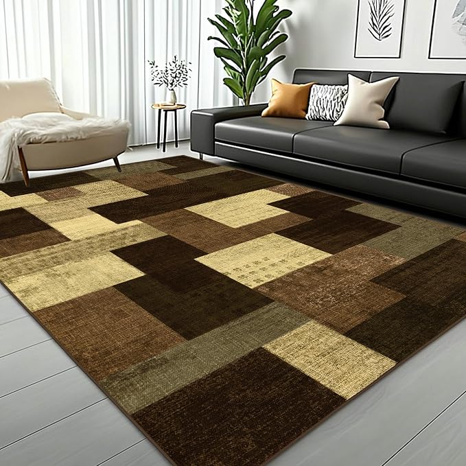 Modern Geometric Patchwork Indoor Area Rug - Image 5