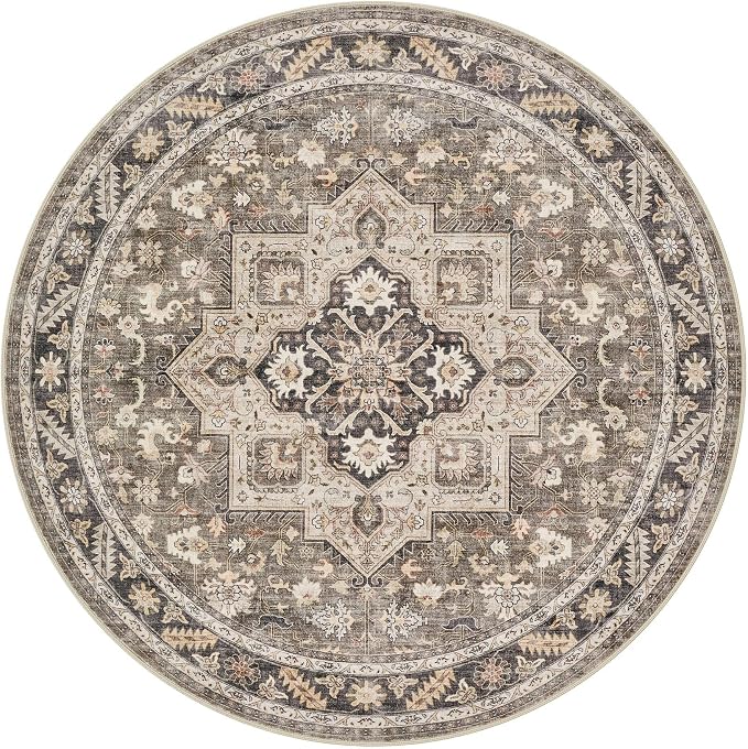 5ft Round Vintage Living Room Area Rug - Image 8