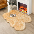 Fluffy Faux Fur Rug White Yellow Sheepskin Area Rug, 4x6 Ft Ultra Soft Shaggy by CKLZSAY