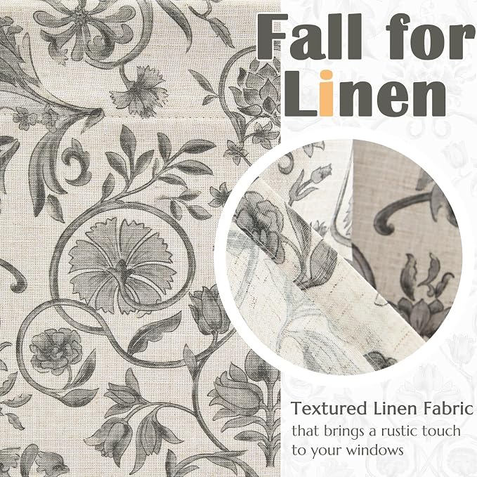 jinchan Linen Valance Kitchen Curtain Pack of 2 Double Layer 16 Inch - Image 8