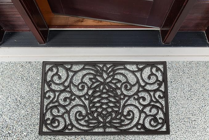 DII Rubber Doormats Collection All Weather, Pineapple Scroll - Image 2