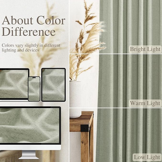 Sage Green Kitchen Cafe Curtains 45 Inch Length 2 Panel Set Back Tab Rod Pocket - Image 4