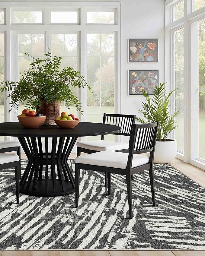 Latte&Fog 8x10 Area Rugs for Living Room, Large Modern Abstract Washable Rug - Image 3