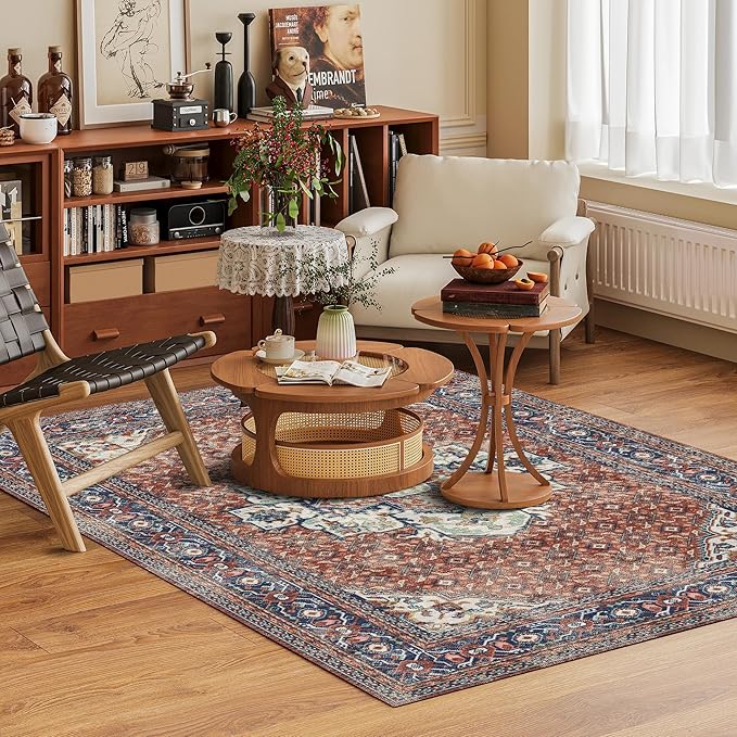 Washable Area Rug 9' x 12' Vintage Traditional Persian Mat - Image 2