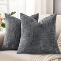 decorUhome Dark Grey Chenille Throw Pillow Covers 20x20 Set of 2 Textured Soft by decorUhome