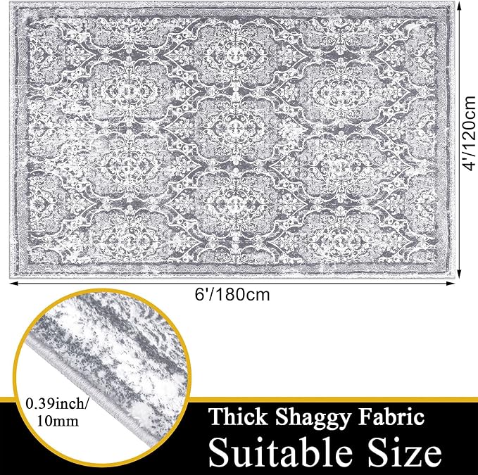 Vaukki Living Room Rug, Vintage Shaggy Soft Laundry Rug, Non Slip Kitchen Area - Image 2