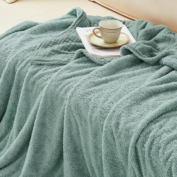 EMME Muslin and Fleece Throw Blanket Reversible - Image 6