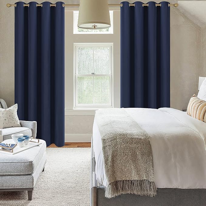 Diraysid Navy Blue Grommet Blackout Curtains - Image 3