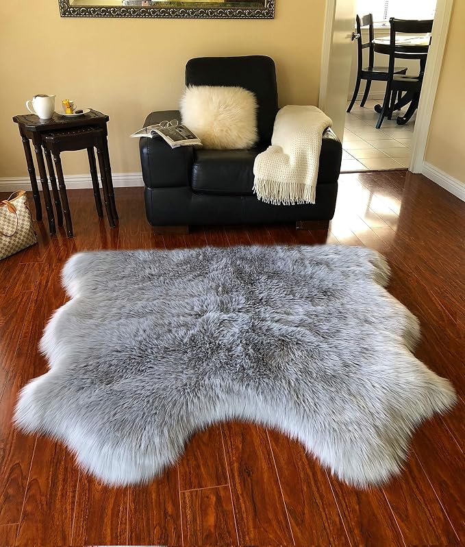 LAMBZY Faux Sheepskin Hypoallergenic Free Shape Silky Shag Rug, Luxury Shaggy by LAMBZYRUGS