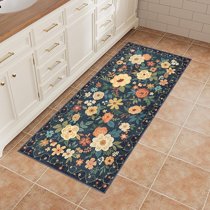 DUKINO 2x4 Rug for Entryway, Washable Kitchen Floral Runner Rug - Image 7