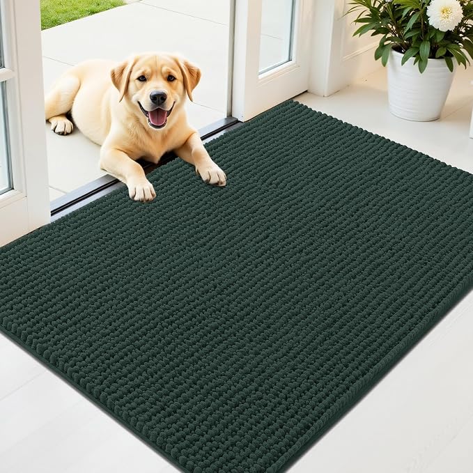 OLANLY Dog Door Mat for Muddy Paws 44x32, Ultra Absorbent Chenille Mud Doormat by OLANLY