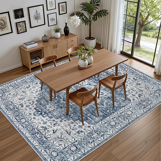 8x10 Area Rugs for Living Room: Washable Rug Soft Vintage Boho Medallion Carpet - Image 5