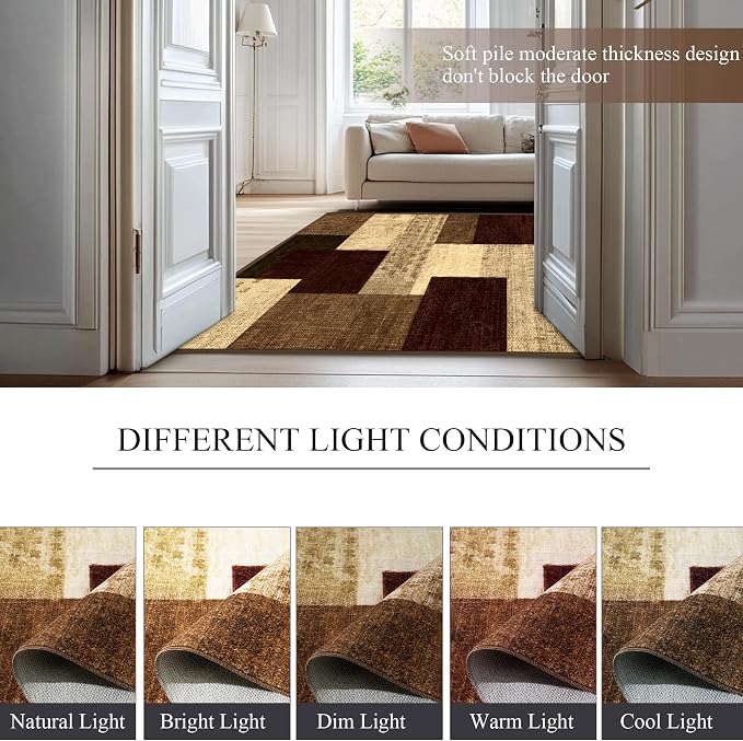 Modern Geometric Patchwork Indoor Area Rug - Image 8