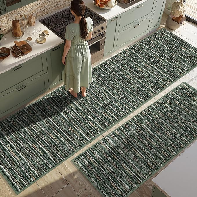 Kitchen Rugs Sets of 2-Non Slip Kitchen Mats by BSICPRO