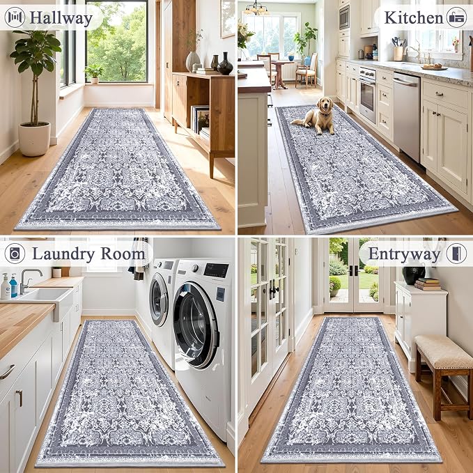 Vaukki Hallway Runner Rug, Vintage Shaggy Soft Laundry Rug Runner, Non Slip - Image 4