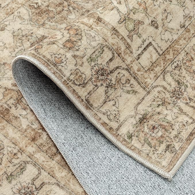 PureCozy Brown Multi Area Rug 6x9 Vintage Washable Distressed Living Room - Image 8