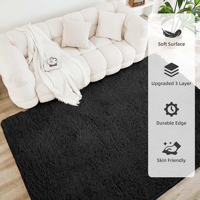 Litanika 3x5 Shag Area Rug for Living Room Bedroom, Non-Shedding Modern Indoor - Image 4
