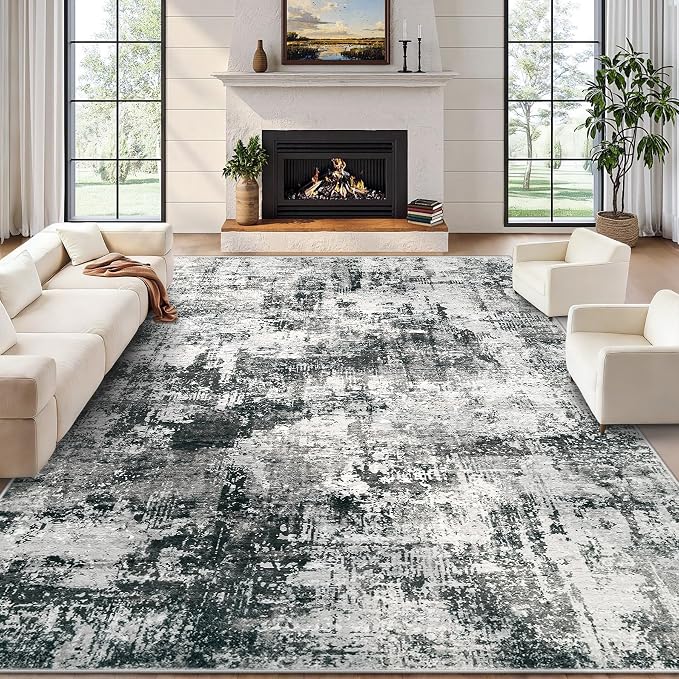 10x14 Area Rug for Living Room: Washable Abstract Large Soft Rugs Non Slip by MXSANYOORUG