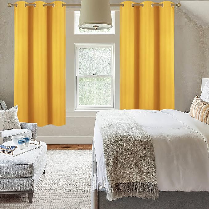 Diraysid Yellow Grommet Blackout Curtains - Image 3