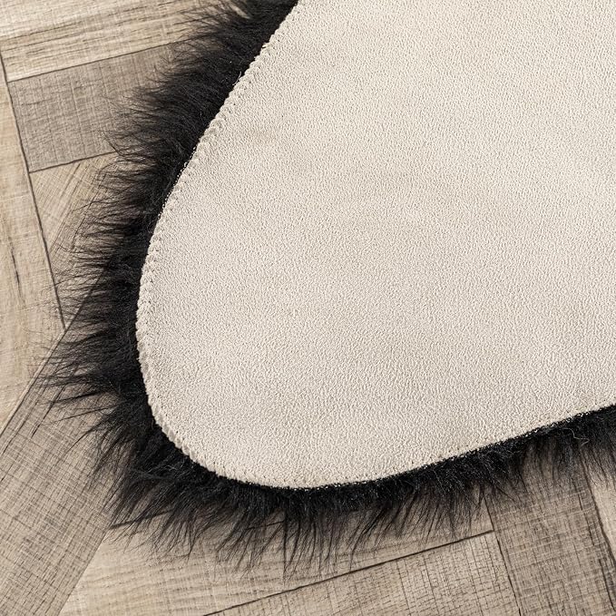 Black Bear Rug Faux Cowhide Rug Animal Print Area Rug Faux Sheepskin Fur Carpet - Image 7
