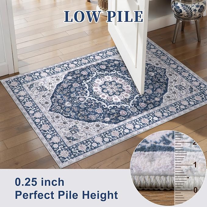 Tangsoo 2x3 Small Throw Rugs for Entryway Washable Entry Rug Non Slip, Vintage - Image 3