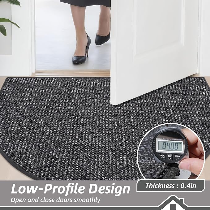 BEQHAUSE Dirt Trapper Door Mat 26" x 40" Half Circle Non-Slip Washable Doormats - Image 5
