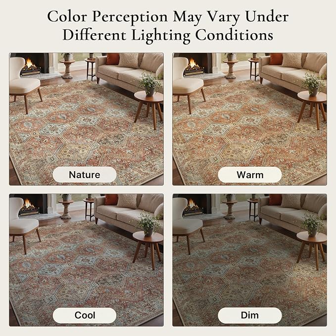 GENIMO 3x5 Area Rugs for Living Room, Machine Washable Non Slip Rugs, Low Pile - Image 8