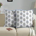 Ridhi Block Print Mughal Buta Blue Pillow Cover 16" x 16" Decorative Couch by Ridhi