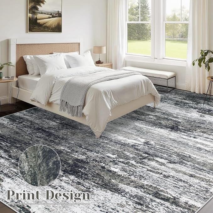 Washable Rug 9x12 Area Rugs for Living Room: Large Neutral Soft Rug Abstract - Image 2