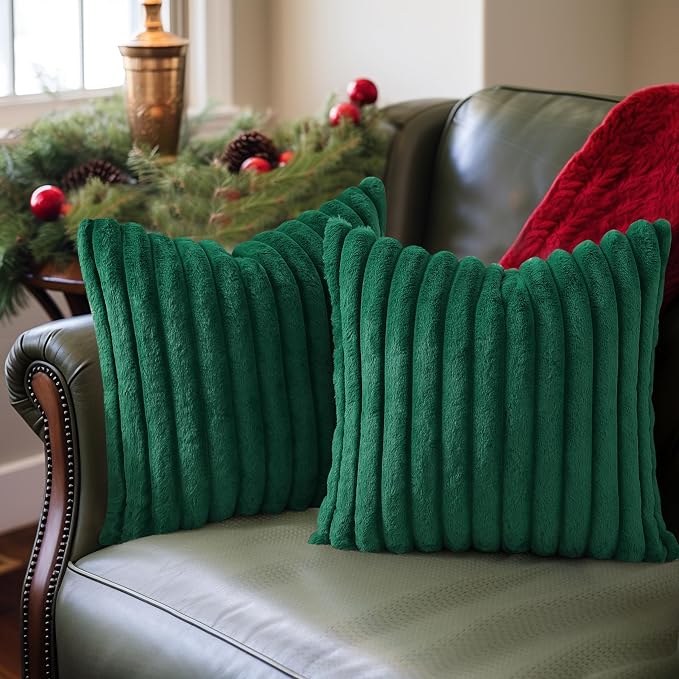 Pallene Faux Fur Plush Christmas Throw Pillow Covers 16x16 Set of 2, Luxury by PALLENE