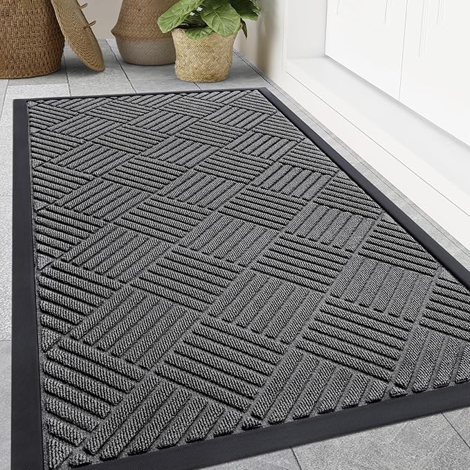 Smiry Front Door Mat Outside Entrance, Heavy Duty Outdoor Indoor Natural Rubber by Smiry