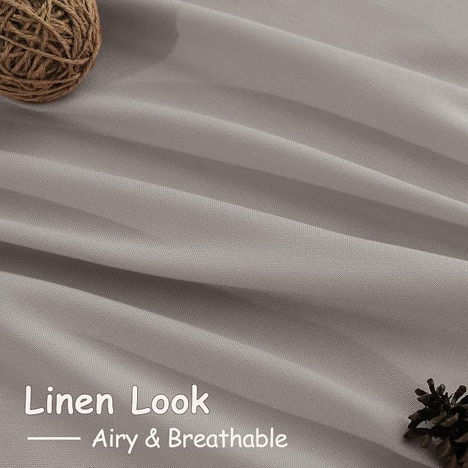 Nanspring Stone Grey Linen Curtains 90 Inches Long - Image 4