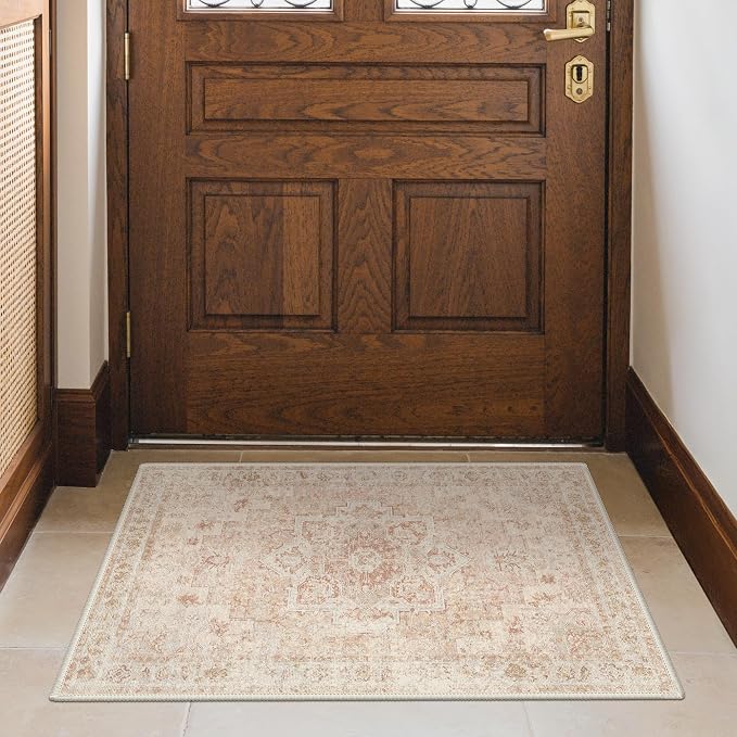 GENIMO Area Rug 2x3 Doormat, Machine Washable Low Pile Rugs, Small Retro - Image 2