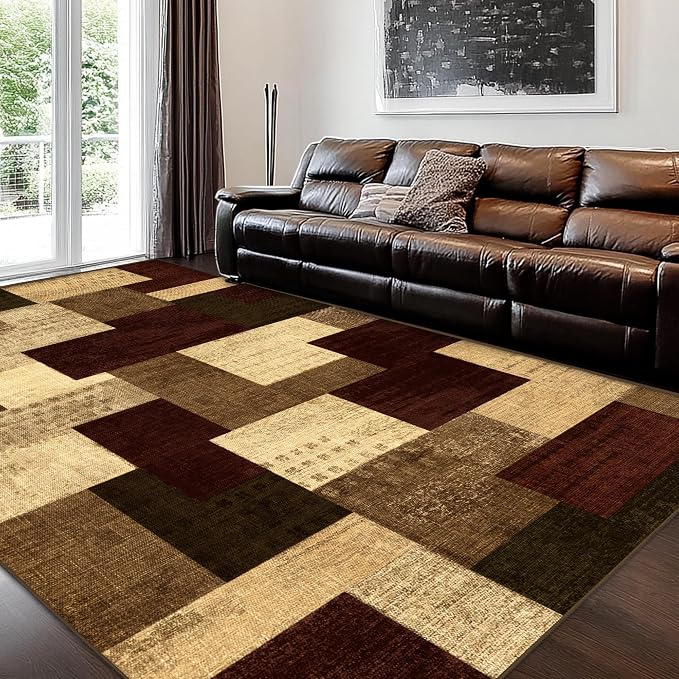 Modern Geometric Patchwork Indoor Area Rug - Image 4