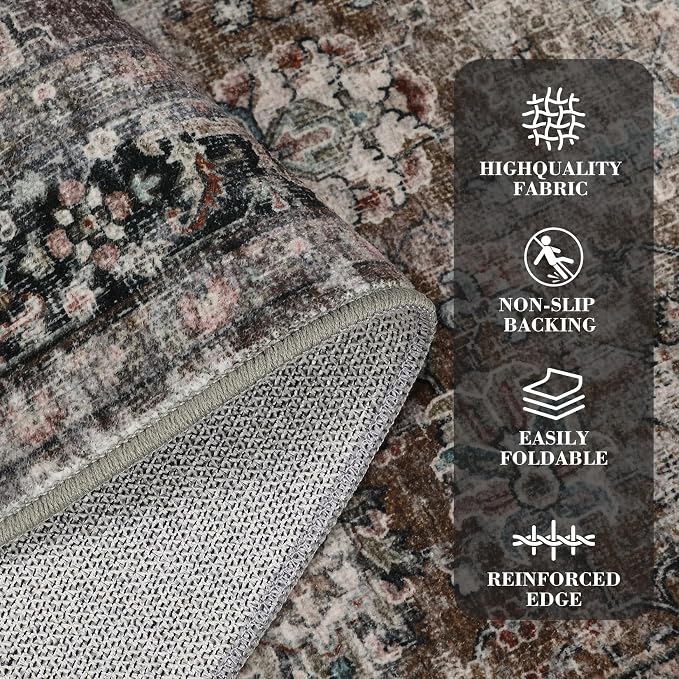GarveeHome Washable Area Rugs 5x7 Vintage Printed Accent - Image 3