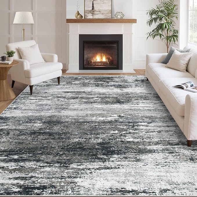 Washable Rug 6x9 Area Rugs for Living Room: Neutral Soft Rug Abstract Non Slip by LOSBULAKE