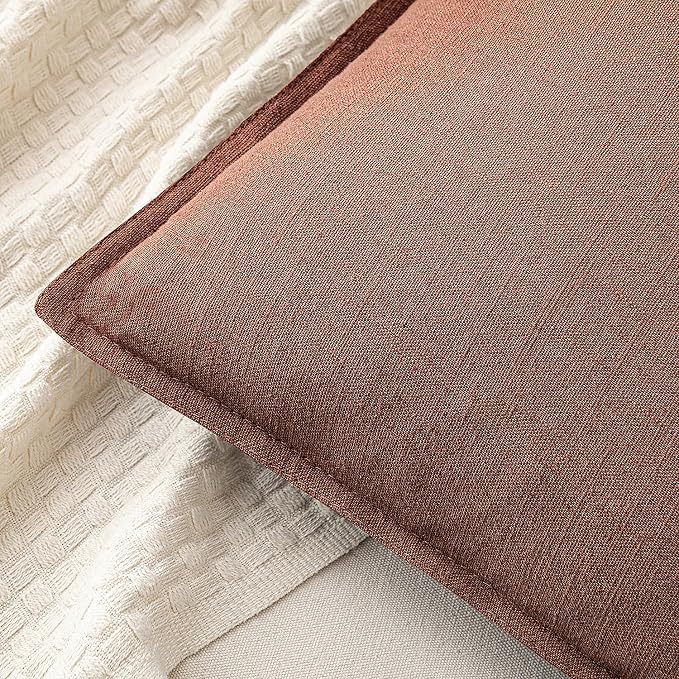 MIULEE Decorative Linen Pillow Covers 20x20 Inch Rust Red Boho Farmhouse - Image 2