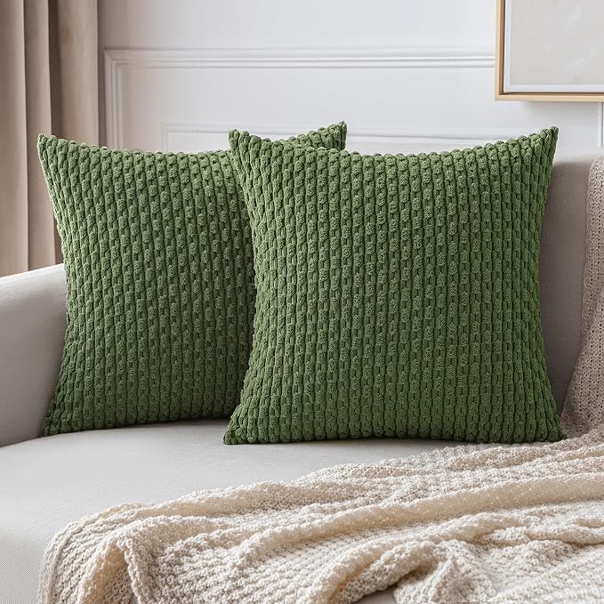 MIULEE Pack of 2 Decorative Throw Pillow Covers 20x20 Inch Soft Boho Striped by MIULEE