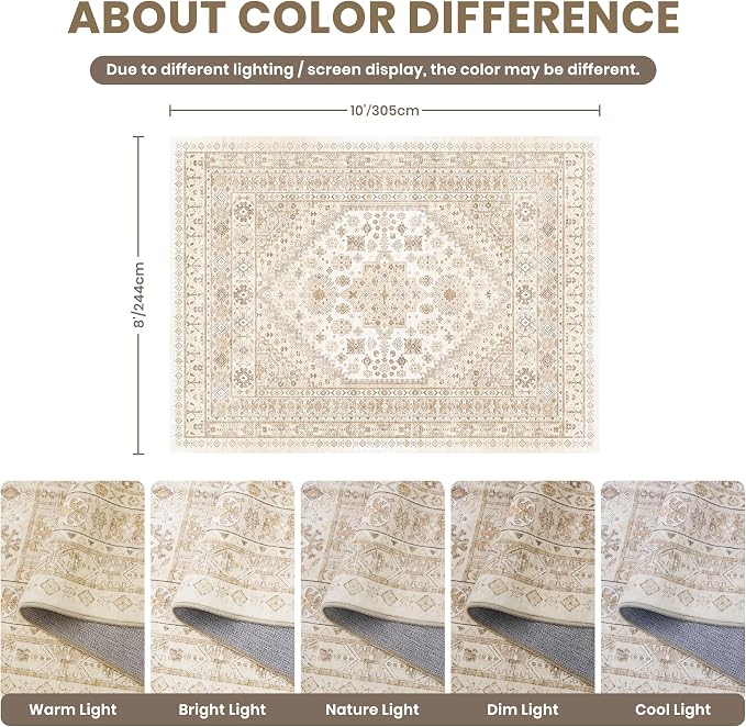 zesthome 8x10 Area Rugs for Living Room, Non-Slip Backing Washable Rugs - Image 2