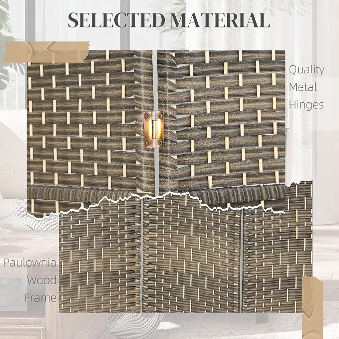 HOMCOM Room Divider, 6 Ft 6 Panel Folding Privacy Screen, Hand-Woven PP Wall - Image 5