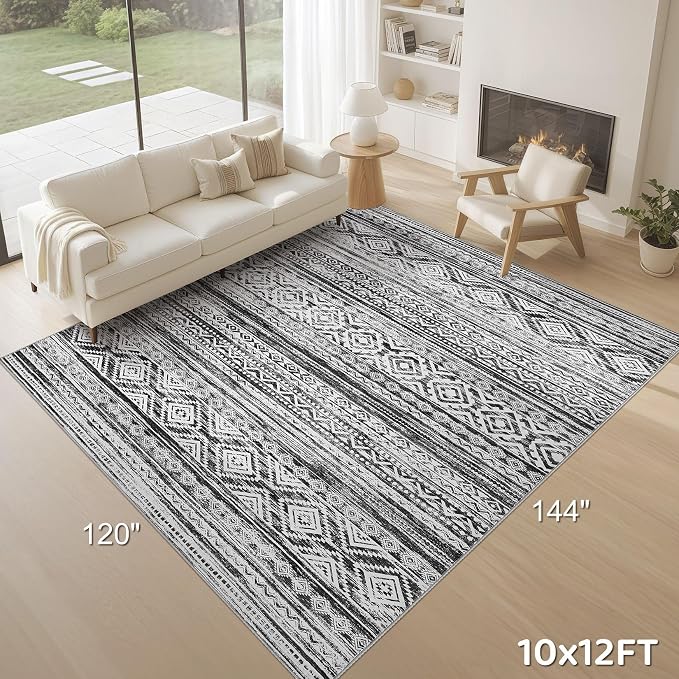 cotiled 10x12 Area Rug Living Room: Washable Boho Rugs - Image 9