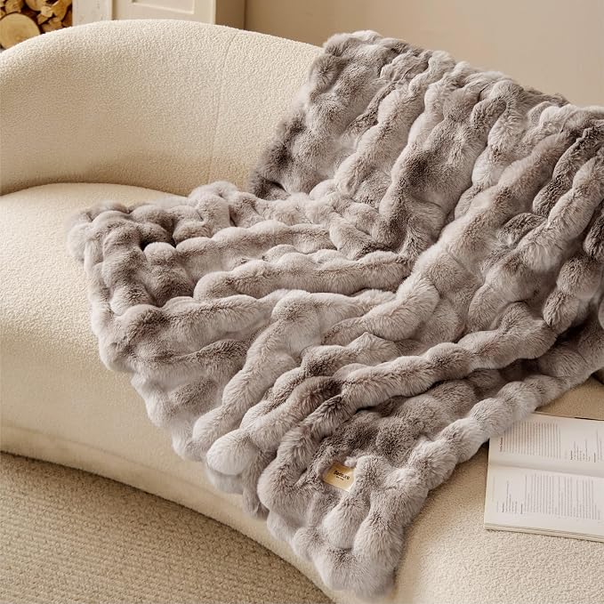 Bedsure GentleSoft Tie-dye Brown Fluffy Fuzzy Throw Blanket, Soft Cozy Fleece - Image 9