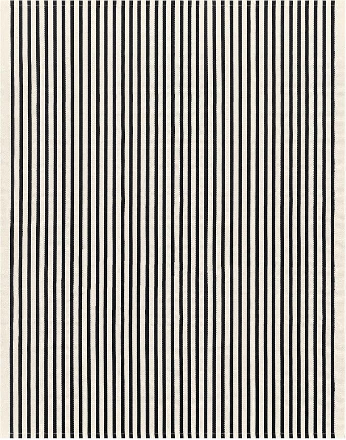 IOHOUZE Black Beige Striped Rug -8'x10' Indoor Outdoor Rug, Washable Area Rug - Image 8